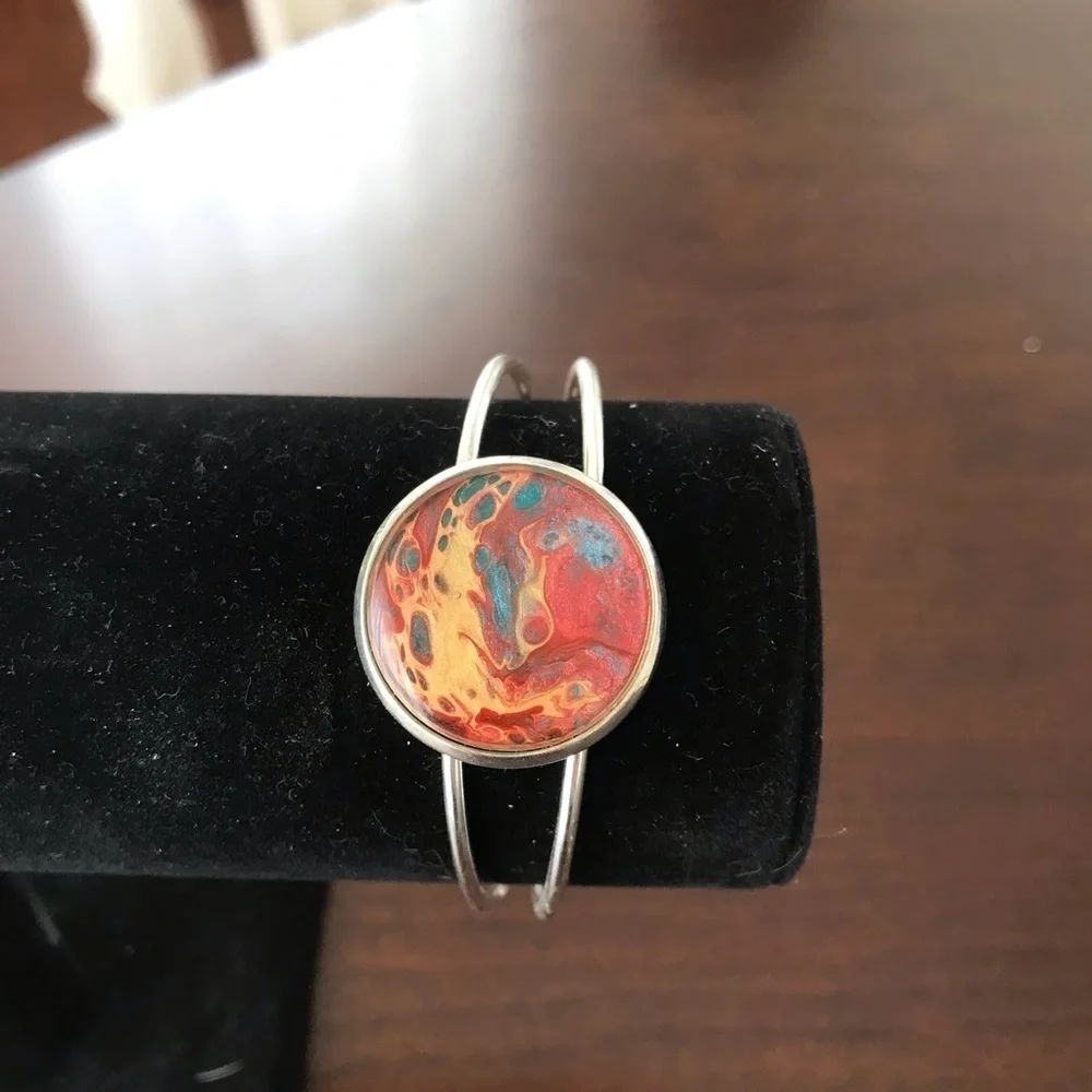 Handmade  one of a kind silver/‎ Pebeo bracelet